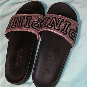 PINK glitter slides/Flip flops